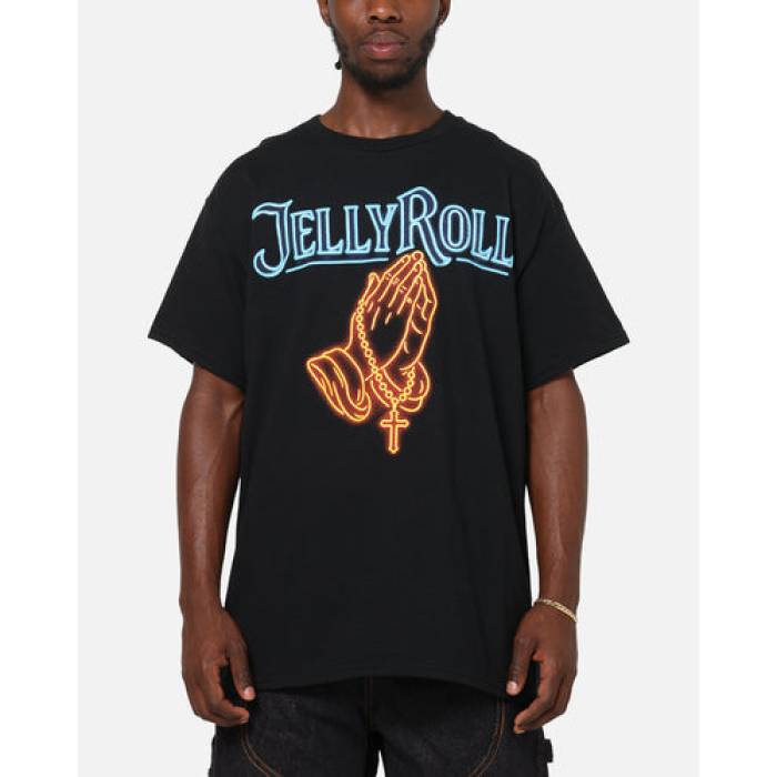 Jelly Roll 【 Praying Neon T-Shirt Mens Black 】 プルオーバー メンズ 黒いこと 黒いこと