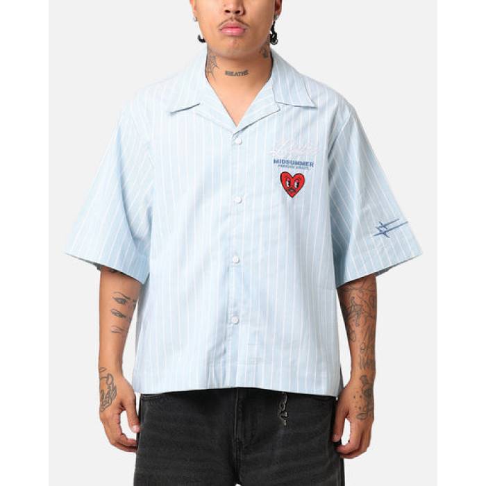 Loiter 【 Studio Cropped Button Up Shirt Mens Light Blue 】 スタジオ メンズ 青色 ブルー