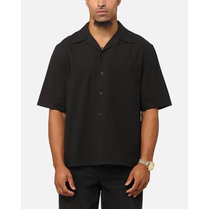 Saint Morta 【 Textured Short Sleeve Shirt Mens Black 】 Sleeve スリーブ メンズ 黒色 ブラック