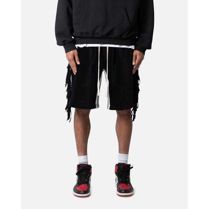 Mnml 【 Fringe Velour Sweat Shorts Mens Black 】 ベロア Sweat スウェット ショーツ メンズ 黒色 ブラック