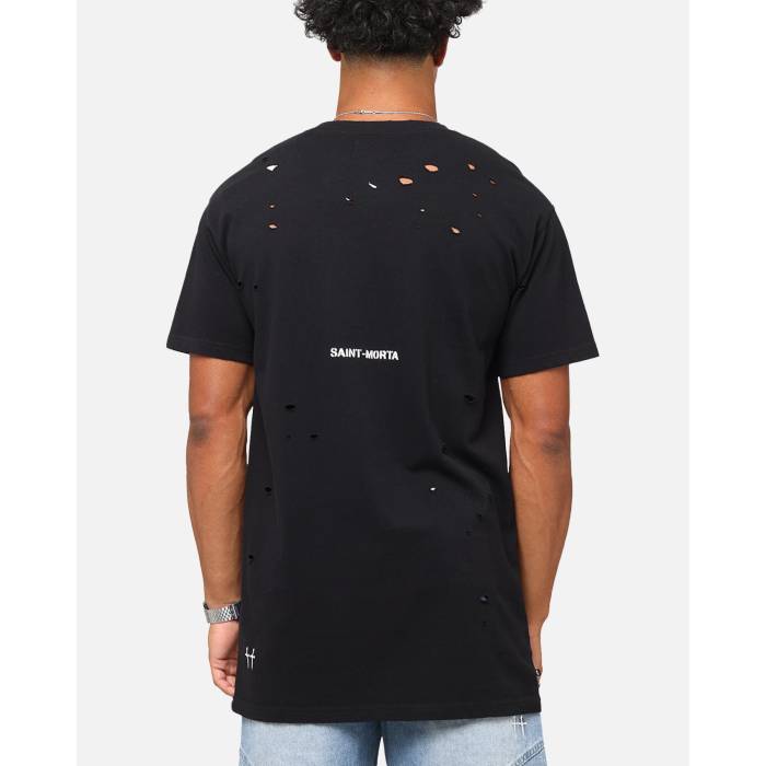 Saint Morta 【 Distressed Lafayette T-Shirt Mens Black 】 プルオーバー メンズ 黒いこと 黒いこと