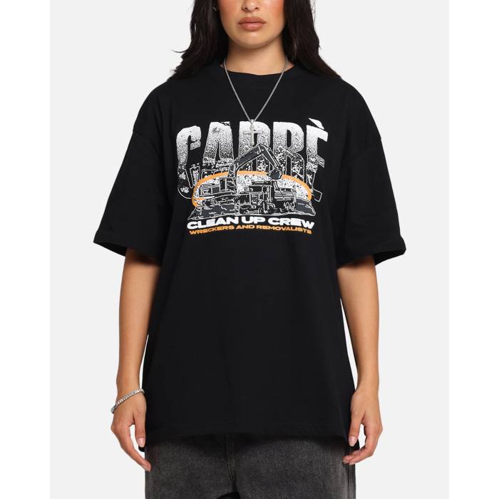 Carre 【 Clean Up Crew T-Shirt Womens Black 】 クルー Tシャツ レディース 黒色 ブラック｜スニケス