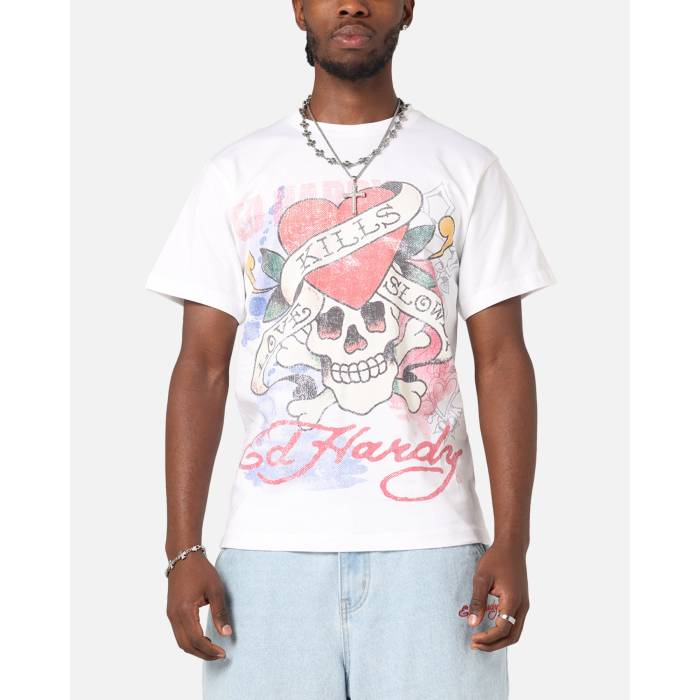 エドハーディー Ed Hardy 【 Love Kills Slowly Vintage T-Shirt Mens White 】 vintage ビンテージ・ヴィンテージ Tシャツ メンズ 白色 ホワイト