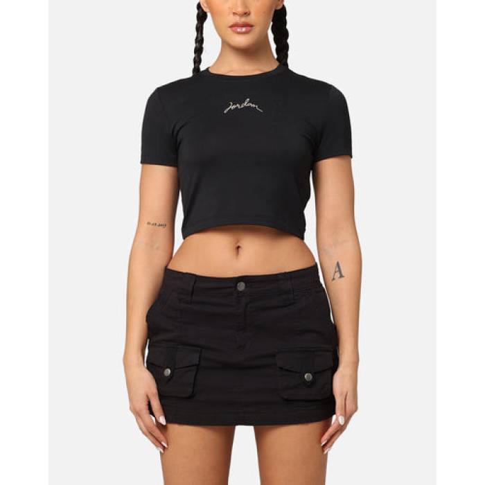 ナイキ ジョーダン Jordan 【 Short Sleeve Graphic Slim Crop T-Shirt Legend Mid Brown Womens Legend Md Brown 】 Sleeve 衣袂 グラフィック slim か細い Crop クロップ ティーシャツ Legend 昔ばなし ミッド 赤銅色 赤銅色