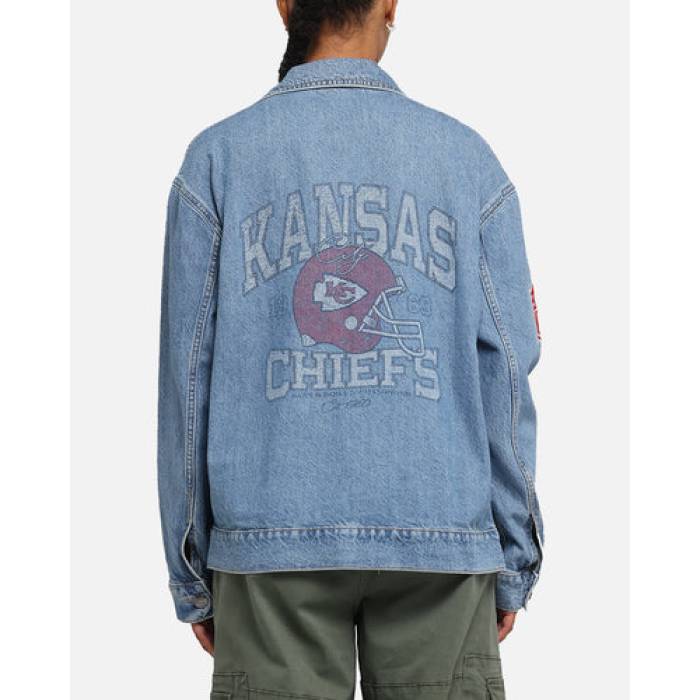 ニューエラ New Era 【 Kansas City Chiefs Nfl Denim Jacket Dark Blue Womens Dk Blue 】 カンザス シティ チーフス NFL デニム Jacket ジャケット 青色 ブルー レディース 青色 ブルー