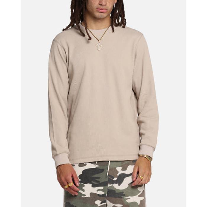 Xxiii 【 Thermal Long Sleeve T-Shirt Mens Sand 】 Sleeve 捩り プルオーバー メンズ 砂色・沙子