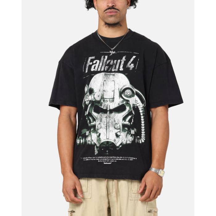 73Studio 【 X Fallout \u002715 Fallout 4 Vintage T-Shirt Mens Black Acidwash 】 vintage ビンテージ・ヴィンテージ プルオーバー メンズ 黒いこと 黒いこと