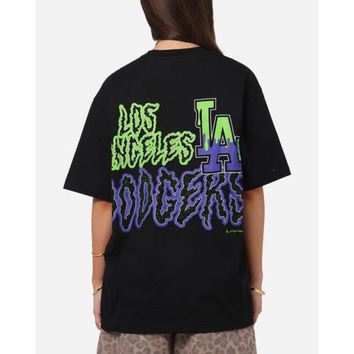 ニュー内鰓 New Era 【 Los Angeles Dodgers Drip T-Shirt Womens Black 】 ドジャース プルオーバー レディース 黒いこと 黒いこと