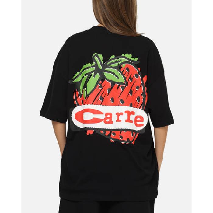 Carre 【 Strawberry T-Shirt Womens Black 】 Tシャツ レディース 黒色 ブラック