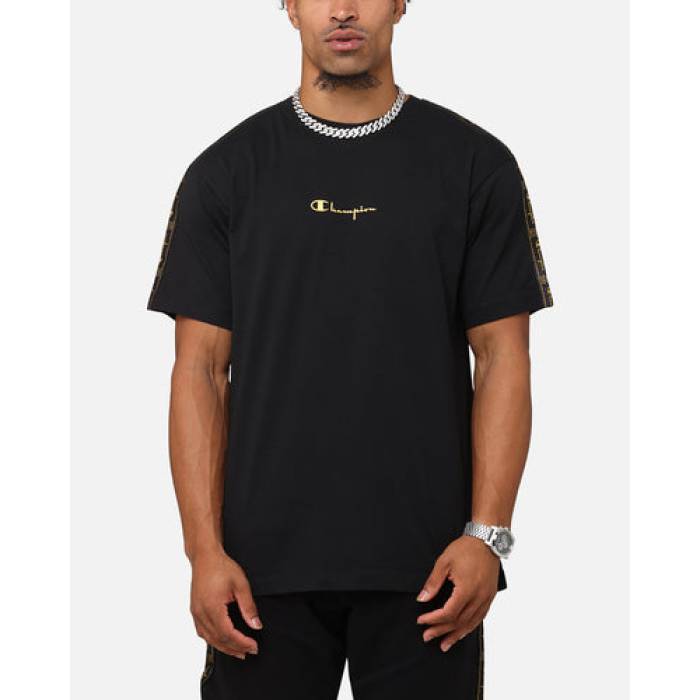 チャンピオン Champion 【 Lux Taping T-Shirt Mens Black 】 Tシャツ メンズ 黒色 ブラック|スニケス