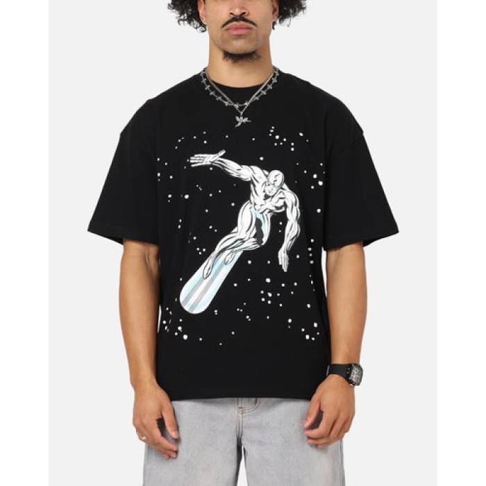 73Studio 【 Marvel Fantastic Four Silver Surfer Saga T-Shirt Mens Black 】 Silver しろがね色・しろがね色 プルオーバー メンズ 黒いこと 黒いこと