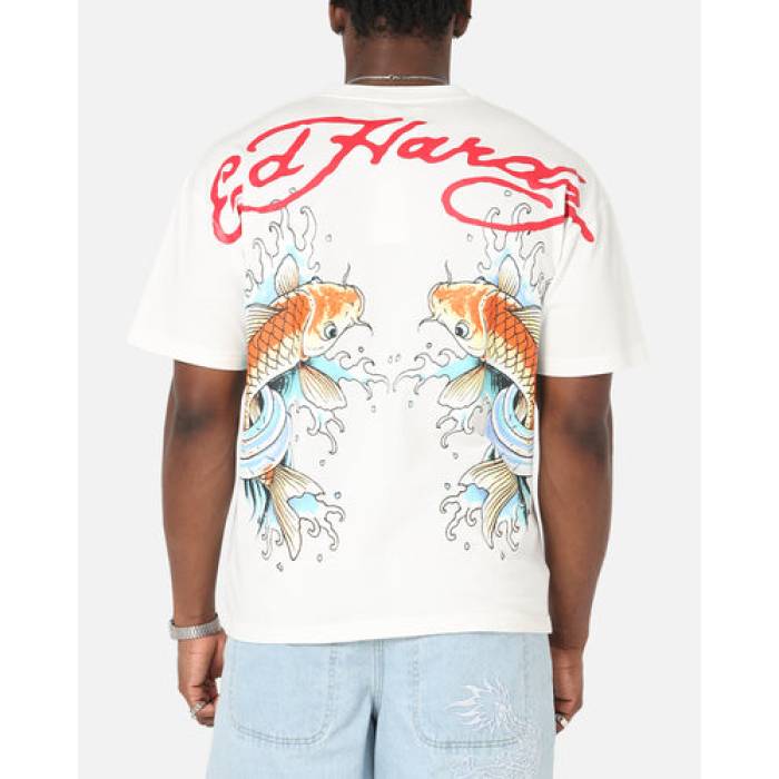 エドハーディー Ed Hardy 【 Flash Koi T-Shirt Mens Off White 】 Tシャツ メンズ 白色 ホワイト