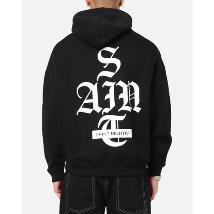 Saint Morta 【 Gothic Stack Boxy Hoodie Mens Black 】 フーディー パーカー メンズ 黒色 ブラック|スニケス