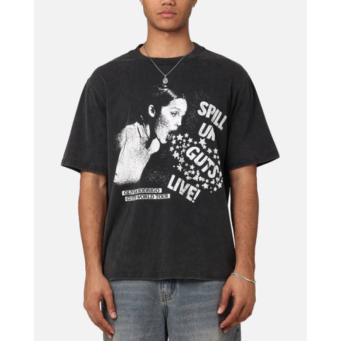 ブラジャーゲーム盤 Bravado 【 Olivia Rodrigo World Tour T-Shirt Mens Washed Black 】 プルオーバー メンズ 黒いこと 黒いこと