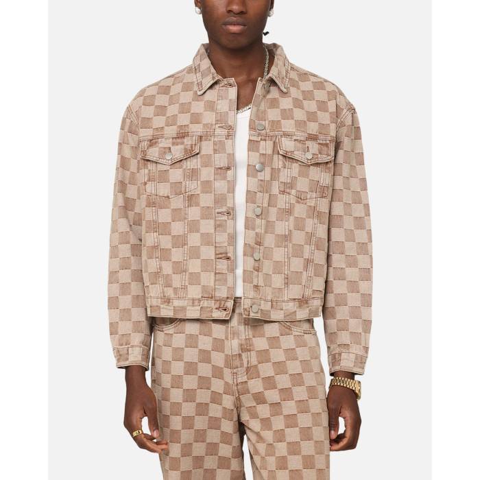 Xxiii 【 Checker Board Trucker Jacket Mens Tan 】 トラッカー Jacket ジャケット メンズ 15,246円