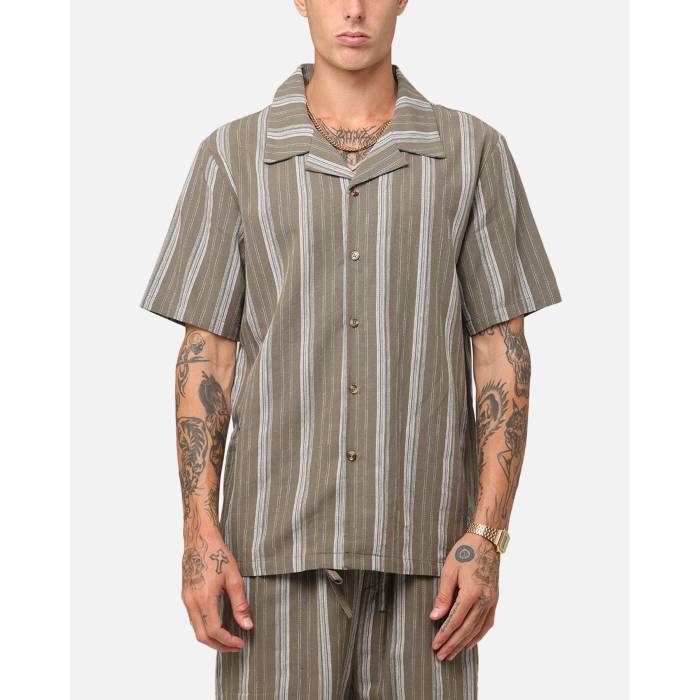 Xxiii 【 Condesa Linen Button Up Shirt Mens Olive 】 メンズ olive オリーブ メンズファッション-トップス-その他