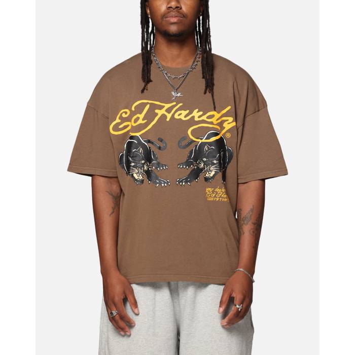 エドハーディー Ed Hardy 【 Pypu Panther T-Shirt Mens Brown 】 プルオーバー メンズ 赤銅色 赤銅色