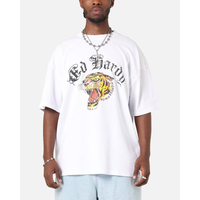 エドハーディー Ed Hardy 【 Tiger Wrath T-Shirt Mens White 】 プルオーバー メンズ 白いこと 白いこと