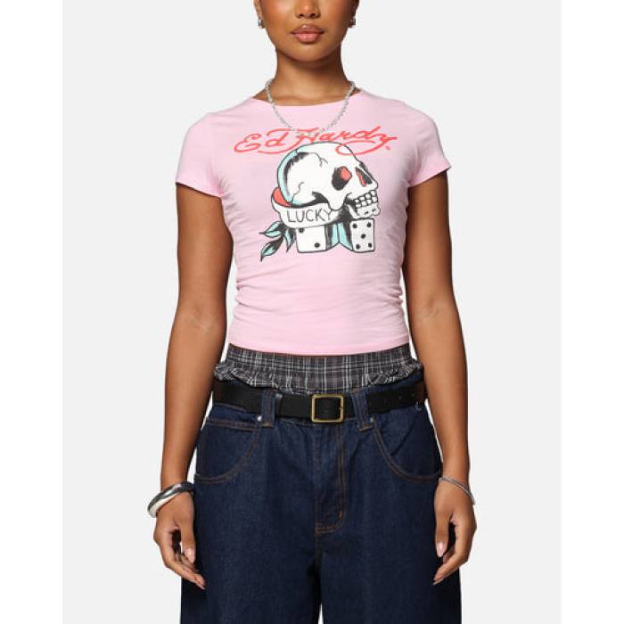 エドハーディー Ed Hardy 【 Lucky Baby T-Shirt Womens Pink 】 Tシャツ レディース pink ピンク
