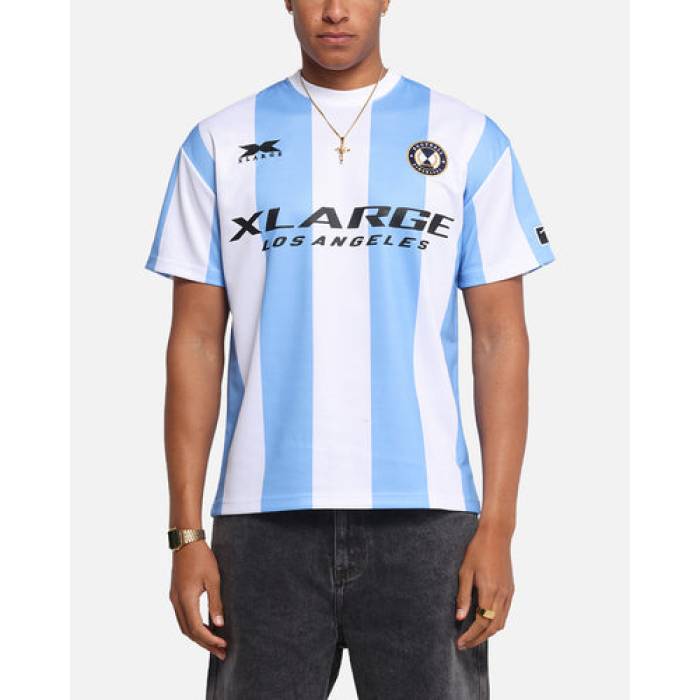 X-Large 【 Slanted Football T-Shirt Mens Blue/White 】 フットボール Tシャツ メンズ 青色 ブルー 白色 ホワイト