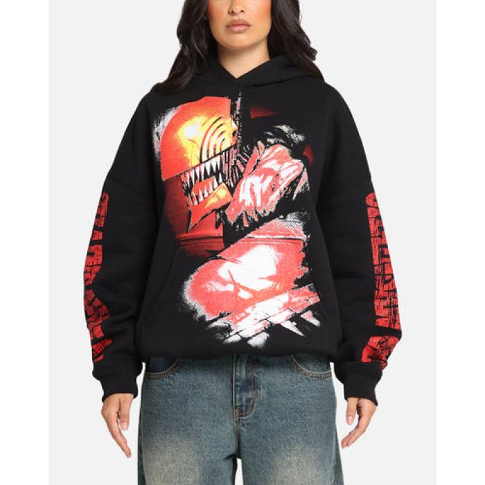 Goat Crew 【 X Chainsaw Man Premium Hoodie Womens Black 】 Premium 割り増し金 フーディー パーカー レディース 黒いこと 黒いこと