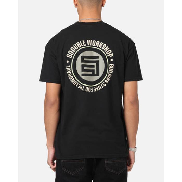 S Double 【 Workshop Dot T-Shirt Mens Black 】 Tシャツ メンズ 黒色 ブラック