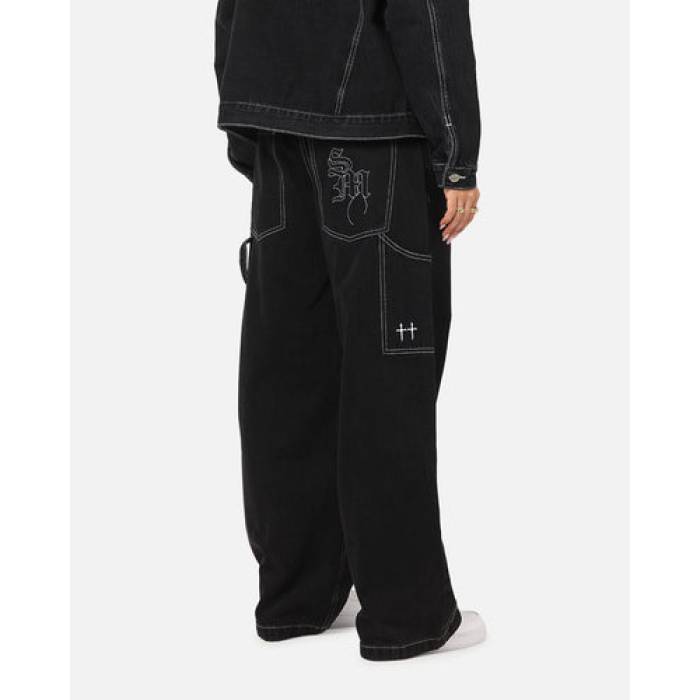 Saint Morta 【 Amplus Fray Carpenter Jeans Womens Contrast Black 】 ジーンズ レディース 黒色 ブラック｜スニケス
