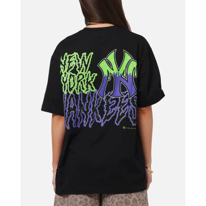 ニュー内鰓 New Era 【 New York Yankees Drip T-Shirt Womens Black 】 ヤンキース プルオーバー レディース 黒いこと 黒いこと