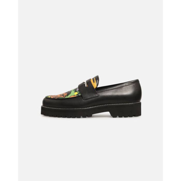 X-Large 【 Comic Loafer Mens Black 】 置き目毛皮 シューズ メンズ 黒いこと 黒いこと