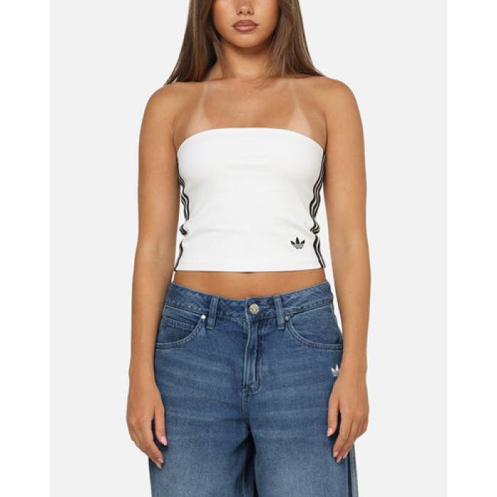 アディダス Adidas 【 3-Stripes Tube Top Womens White/Black 】 レディース 白色 ホワイト 黒色 ブラック｜スニケス