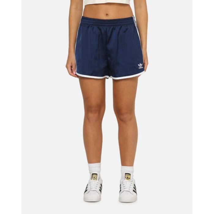アディダス Adidas 【 Adicolor 3-Stripes Sprinter Shorts Womens Indigo/White 】 ショーツ レディース 藍色・インディゴ 白色 ホワイト