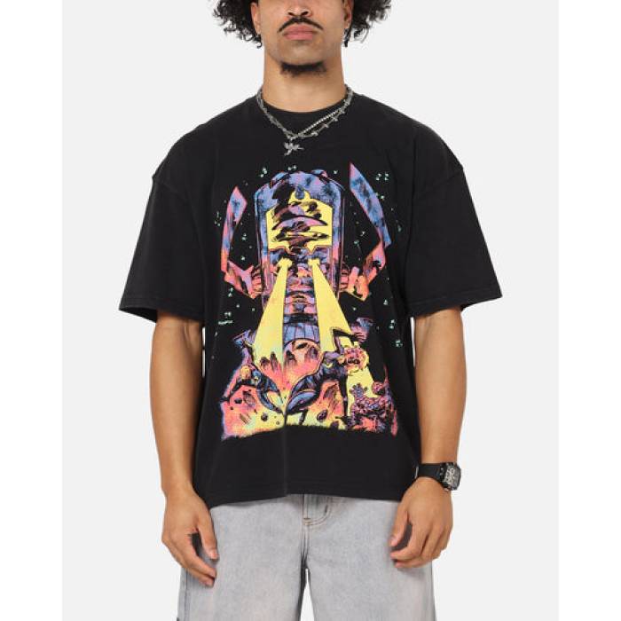 73Studio 【 Marvel Fantastic Four Galactus Universe T-Shirt Mens Black Acidwash 】 Universe 全ての存在 プルオーバー メンズ 黒いこと 黒いこと