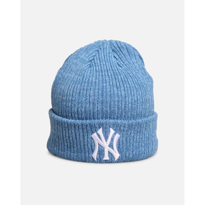 ニュー内鰓 New Era 【 New York Yankees \u0027Melange\u0027 Knitted Beanie Mens Blue 】 ヤンキース 旗がしら かぶり笠 メンズ 青み 青色
