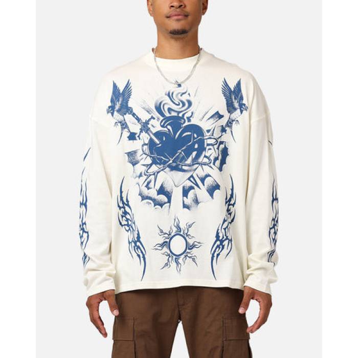 Loiter 【 Hearts Ablaze Long Sleeve T-Shirt Mens Off White 】 Sleeve 捩り プルオーバー メンズ 白いこと 白いこと