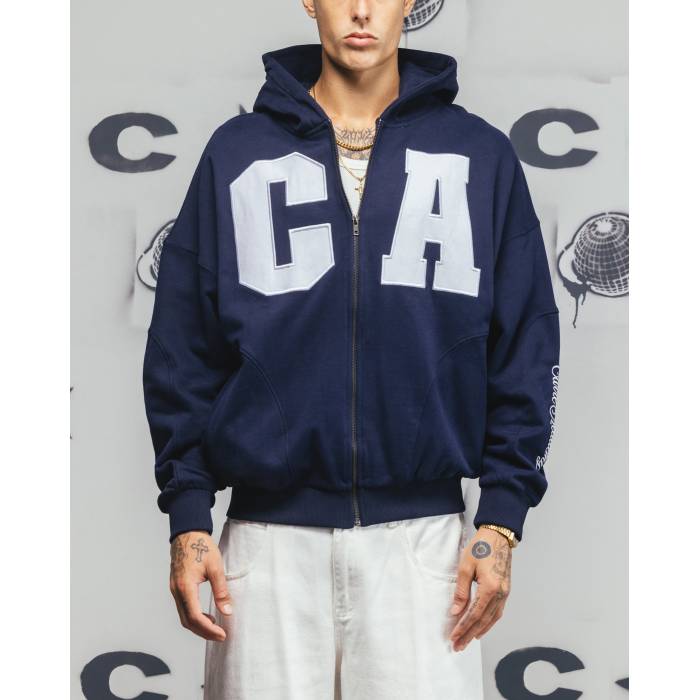 Carre 【 Legacy Panelled Zip Hoodie Mens Navy 】 legacy レガシー フーディー パーカー メンズ 紺色 ネイビー|スニケス