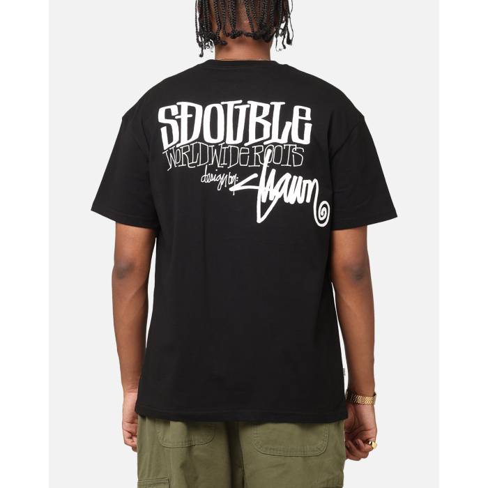 S Double 【 World Wide Roots T-Shirt Mens Black 】 プルオーバー メンズ 黒いこと 黒いこと