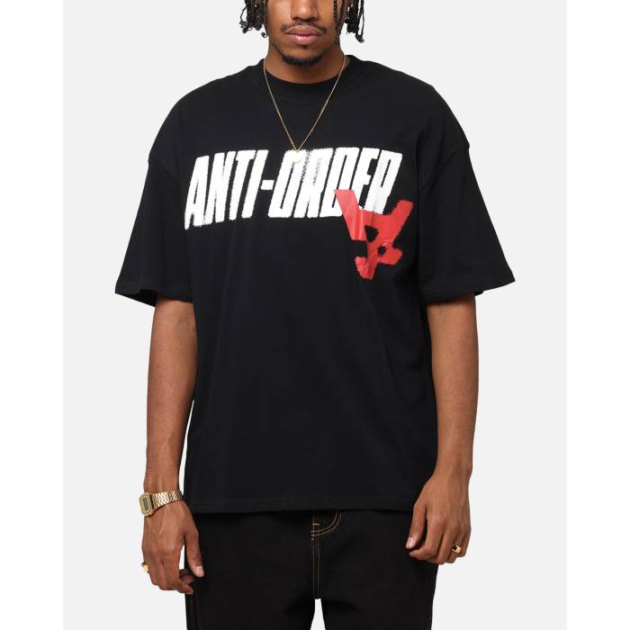 The Anti Order 【 Anti Stacked Drop Shoulder T-Shirt Mens Black 】 プルオーバー メンズ 黒いこと 黒いこと