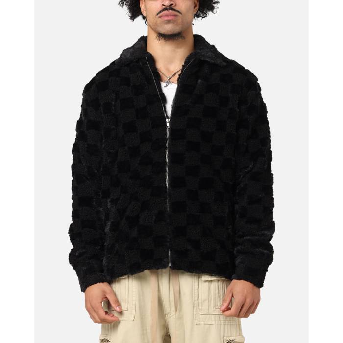 Xxiii 【 Checkerboard Fur Jacket Mens Black 】 Jacket ジャケット メンズ 黒色 ブラック