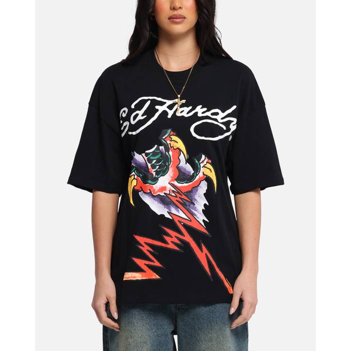 エドハーディー Ed Hardy 【 Lightning T-Shirt Womens Black 】 ライトニング Tシャツ レディース 黒色 ブラック