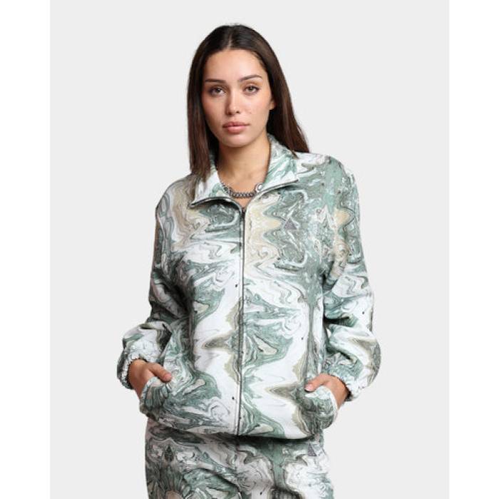 ハフ Huf 【 Swirl Oversized Fleece Full-Zip Jacket Womens Olive 】 フリース フルジップ Jacket 上衣 レディース olive オリーブ