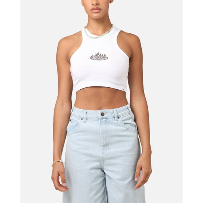 ディッキーズ Dickies 【 Fire Boy Crop Tank Womens White 】 ファイア Crop クロップ タンクトップ レディース 白色 ホワイト｜スニケス