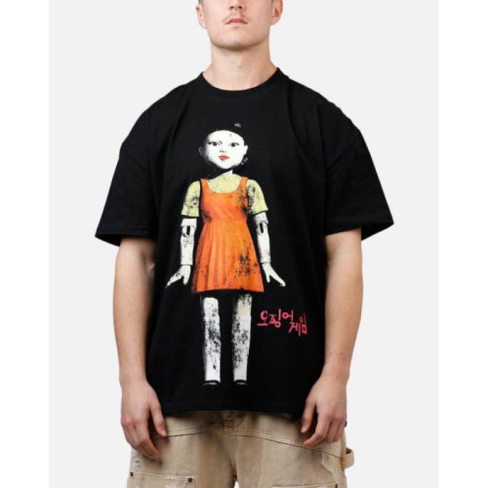 Goat Crew 【 X Squid Game Young-Hee Vintage T-Shirt Mens Black 】 Game 取り組み vintage ビンテージ・ヴィンテージ プルオーバー メンズ 黒いこと 黒いこと