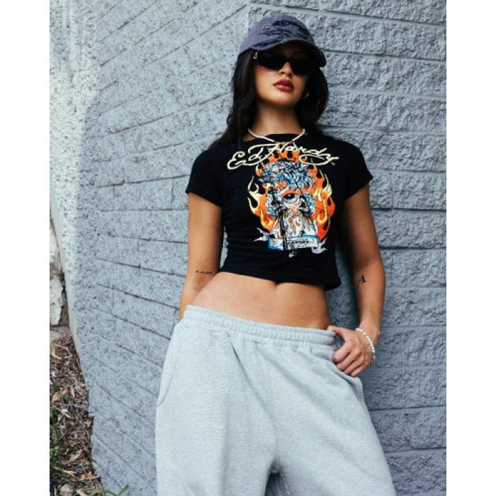 エドハーディー Ed Hardy 【 Tiger Baby T-Shirt Womens Black 】 ティーシャツ レディース 黒いこと 黒いこと Tシャツ・カットソー-トップス-レディースファッション