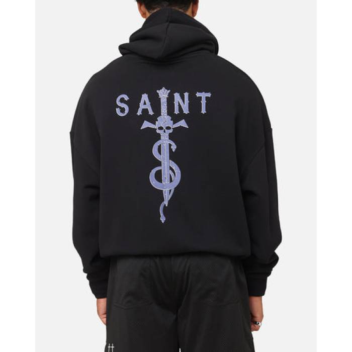 Saint Morta 【 Daggers Boxy Hoodie Mens Black/Purple 】 フーディー パーカー メンズ 黒色 ブラック Purple 紫・パープル｜スニケス