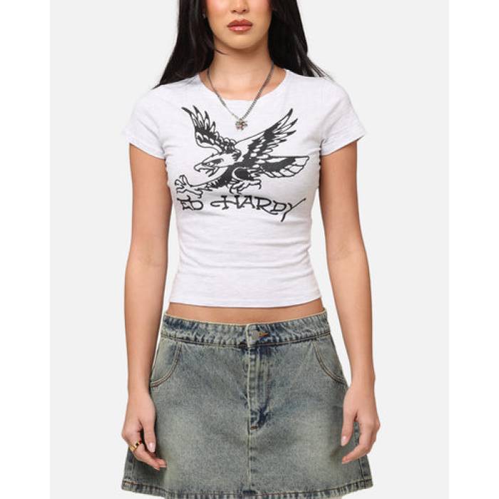 エドハーディー Ed Hardy 【 Eagle Baby T-Shirt Womens Grey Marle 】 Tシャツ レディース 灰色 グレー