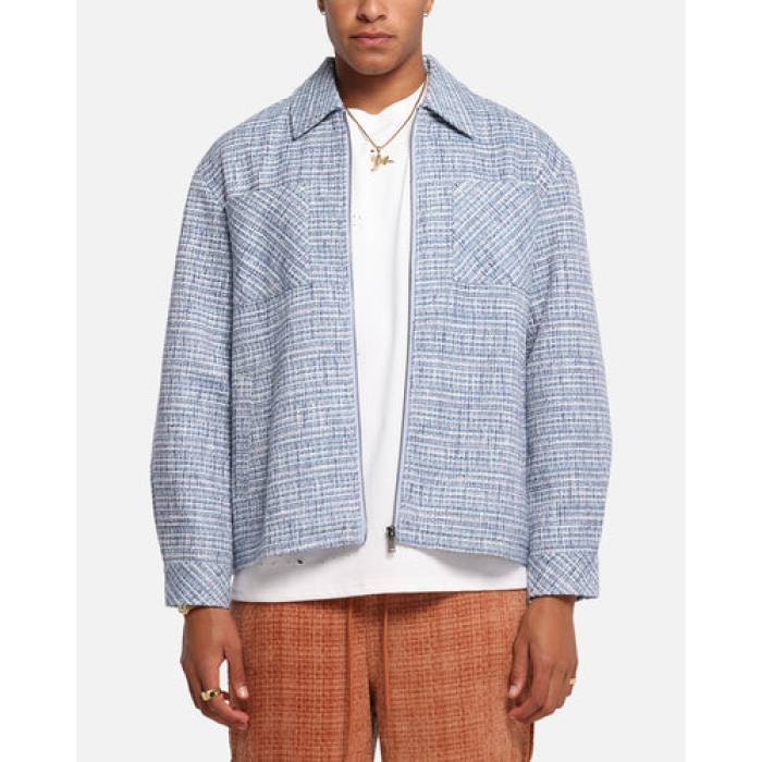 Xxiii 【 Boucle Tweed Zip Jacket E Mens Teal/Blue/Purpl 】 Jacket ジャケット メンズ 青色 ブルー｜スニケス