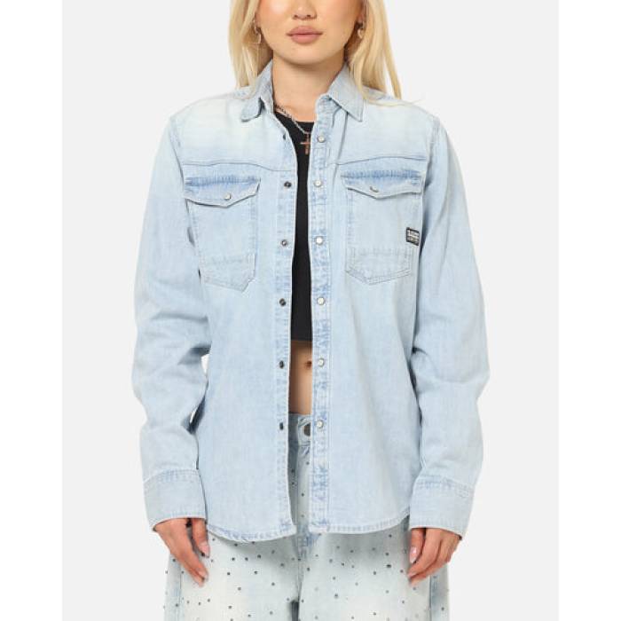 ジースター G-Star 【 Dakota Slim Long Sleeve Shirt Womens Faded Blue 】 slim スリム Sleeve スリーブ レディース 青色 ブルー