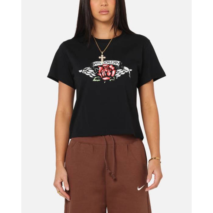 ナイキ ジョーダン Jordan 【 Flight Graphic T-Shirt Womens Black/White 】 Flight 航空 グラフィック ティーシャツ レディース 黒いこと 黒いこと 白いこと 白いこと