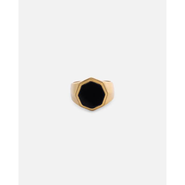 Saint Morta 【 Onyx Octagon Signet Ring Mens Gold 】 メンズ ゴールド