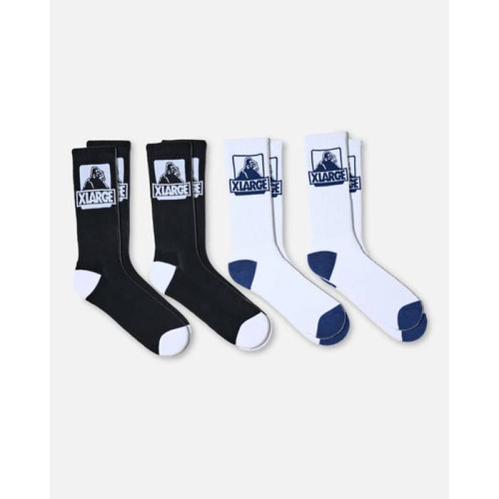 X-Large 【 Classic Og Crew Socks 4 Pack Mens Black 】 クラシック クルー ソックス・靴下 メンズ 黒色 ブラック